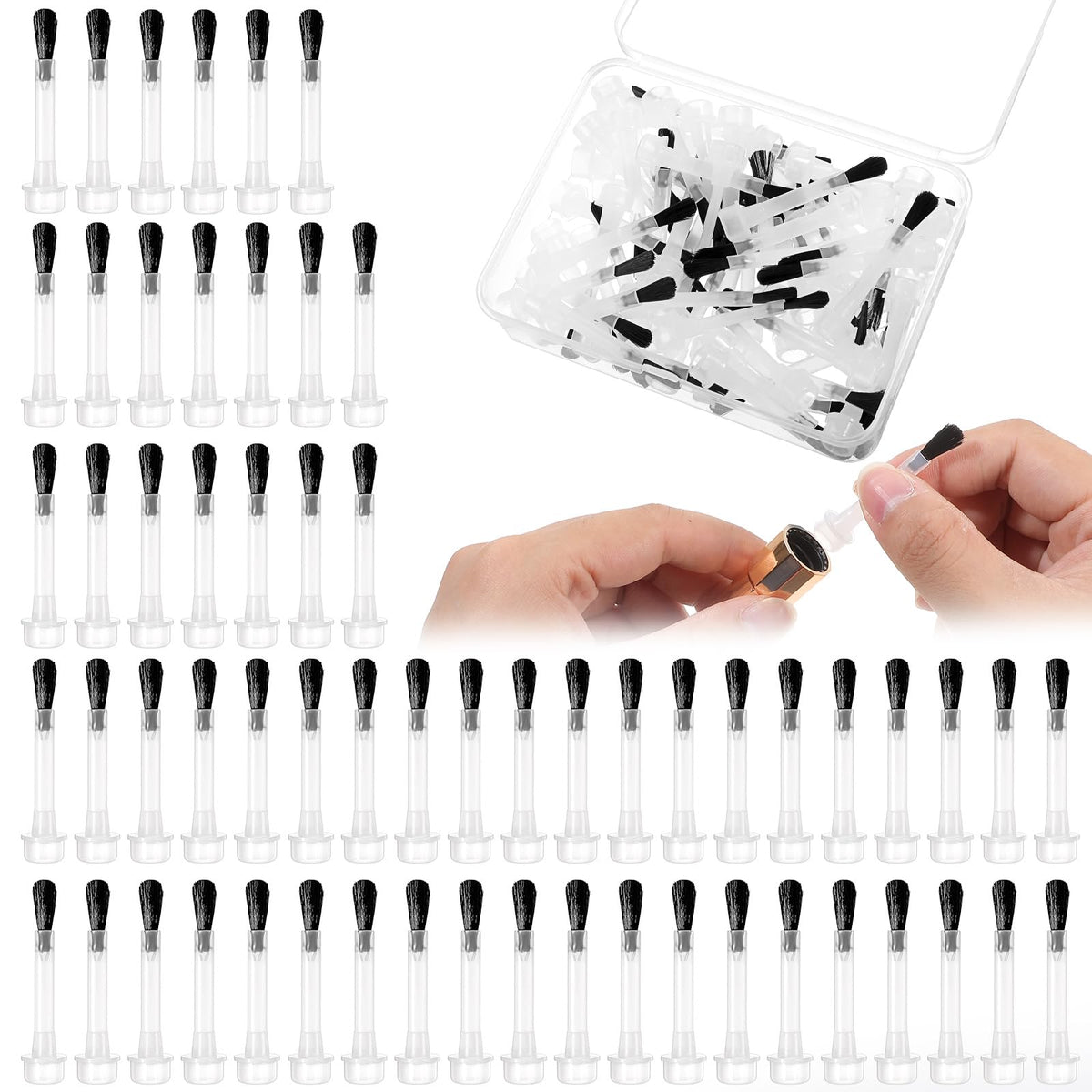 Pinceles Yolev para esmalte con caja transparente, almacenamiento práctico