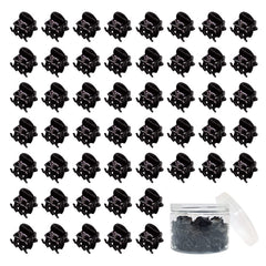 Yongdeli: Paquete de 50 clips de cabello mini negros, ideal para peinados rápidos.