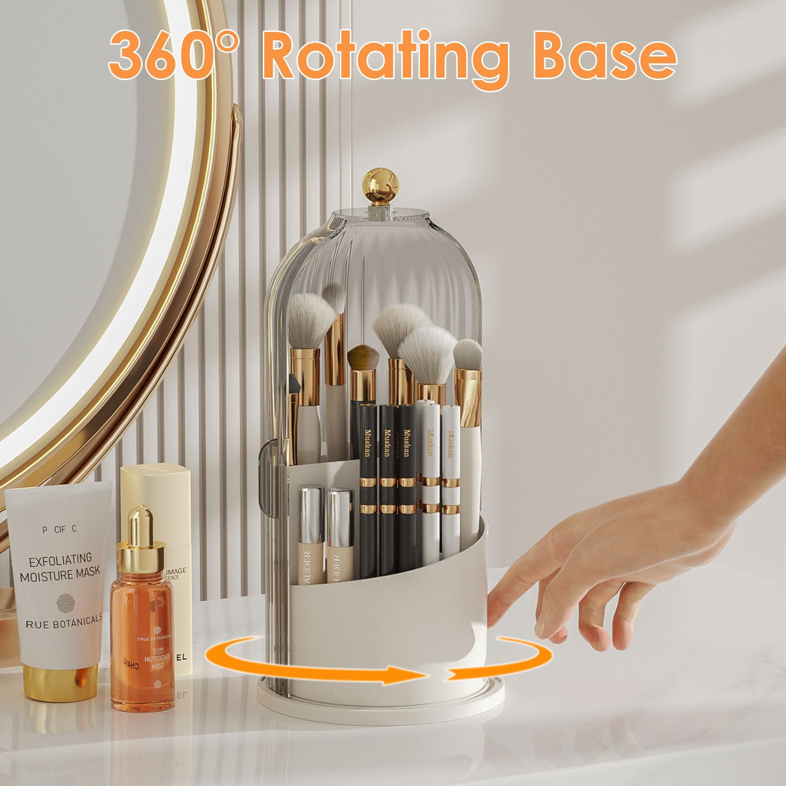 YOOLENS makeup brush holder front view with clear visibility.
