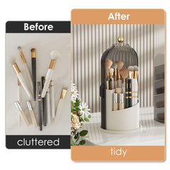 YOOLENS makeup brush organizer side view highlighting depth slots.