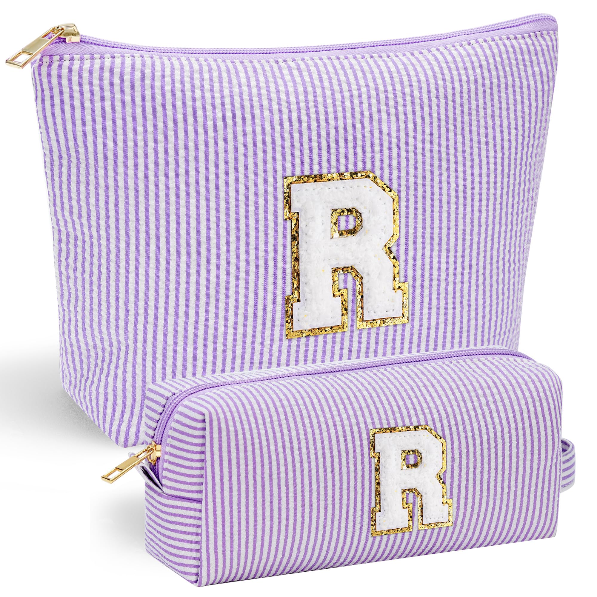 Estuche de maquillaje YOOLIFE con iniciales chenille, elegante y práctico para regalo