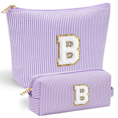 YOOLIFE bolso maquillaje morado con letra Chenille, regalo personalizado para amigas
