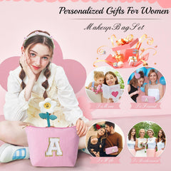 YOOLIFE Initial Makeup Bag Rosa, tamaño compacto para cosméticos diarios.