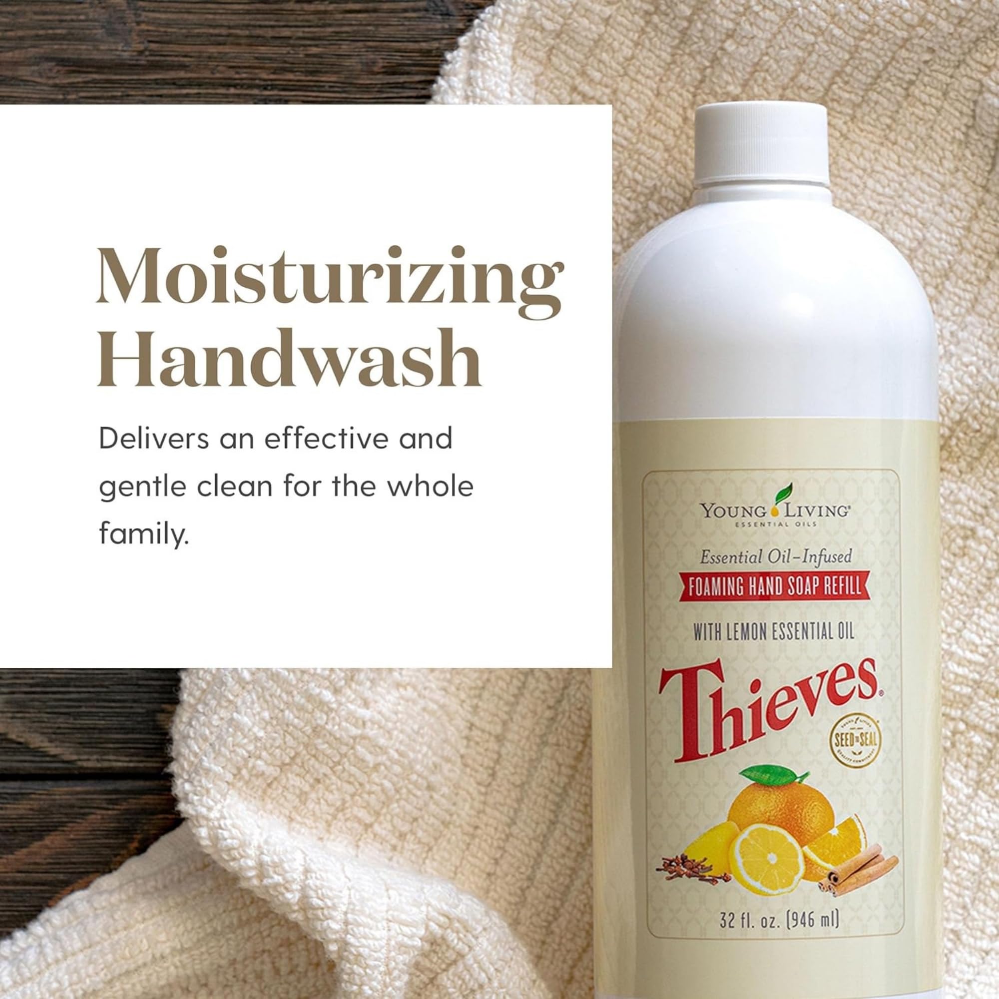 Uso diario con Young Living Thieves, cocina o baño, aroma agradable.