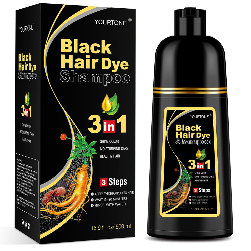YOURTONE tinte negro para cabello cubre canas con acabado suave y natural