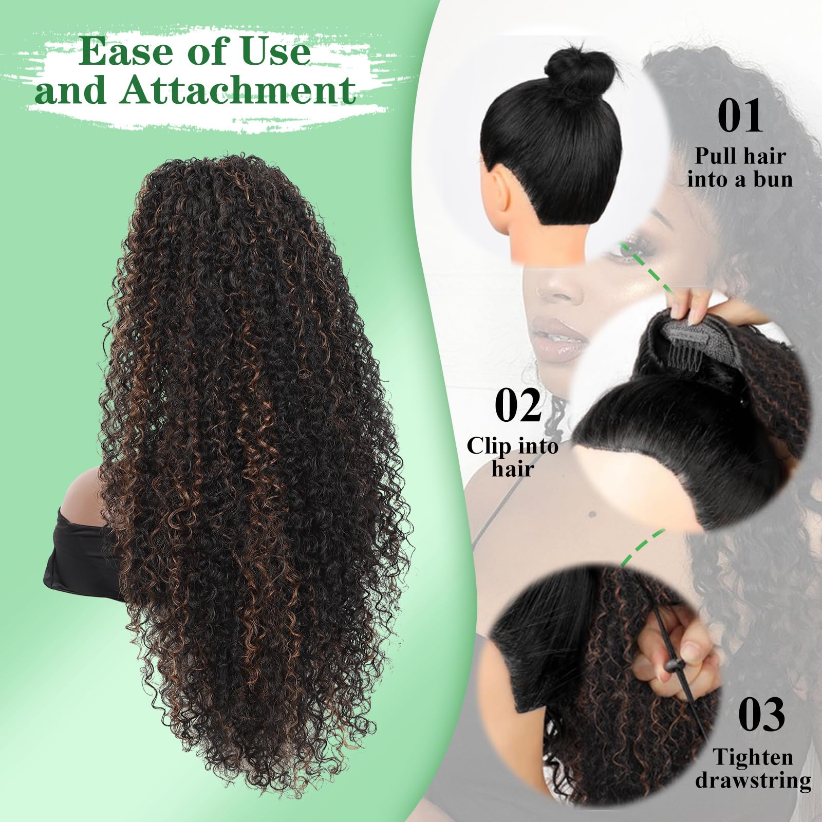 Textura rizada de Youthfee, mezcla con facilidad para un look natural.