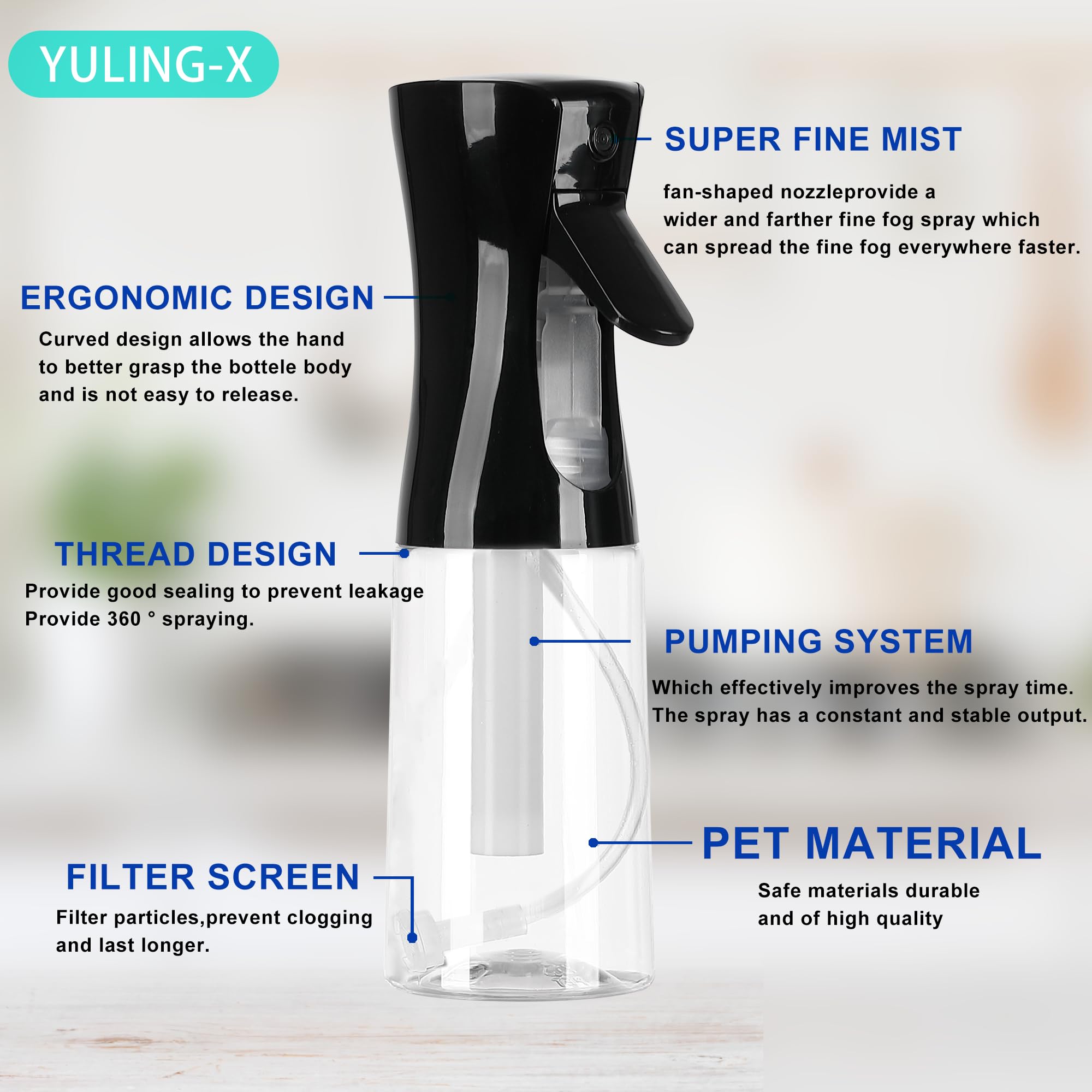 Pulverizador YULING-X para limpieza suave en el hogar.