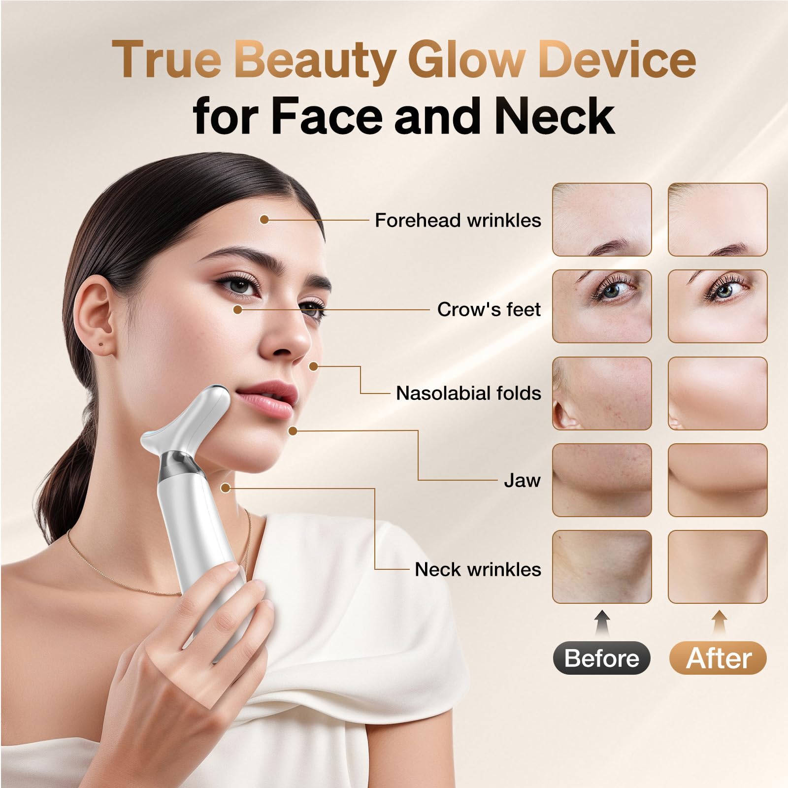 YUMAID ergonomic 160 degree head eases glide along facial contours.