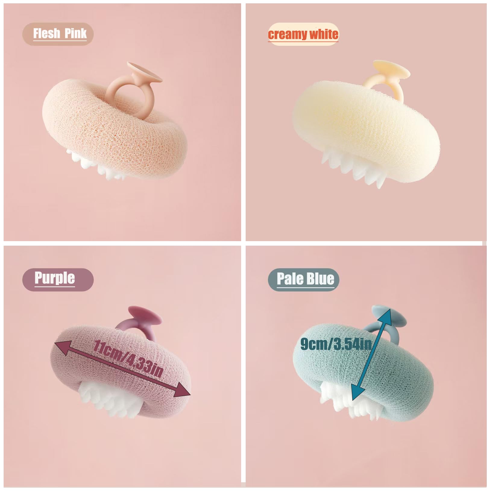 Bola de baño YUMMIS con malla exfoliante para cuidado diario.