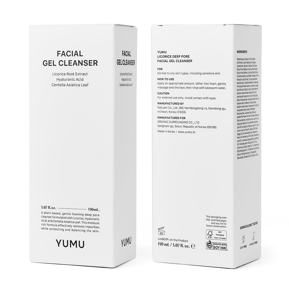 Aplicación suave de gel de YUMU Licorice para rutina diaria.