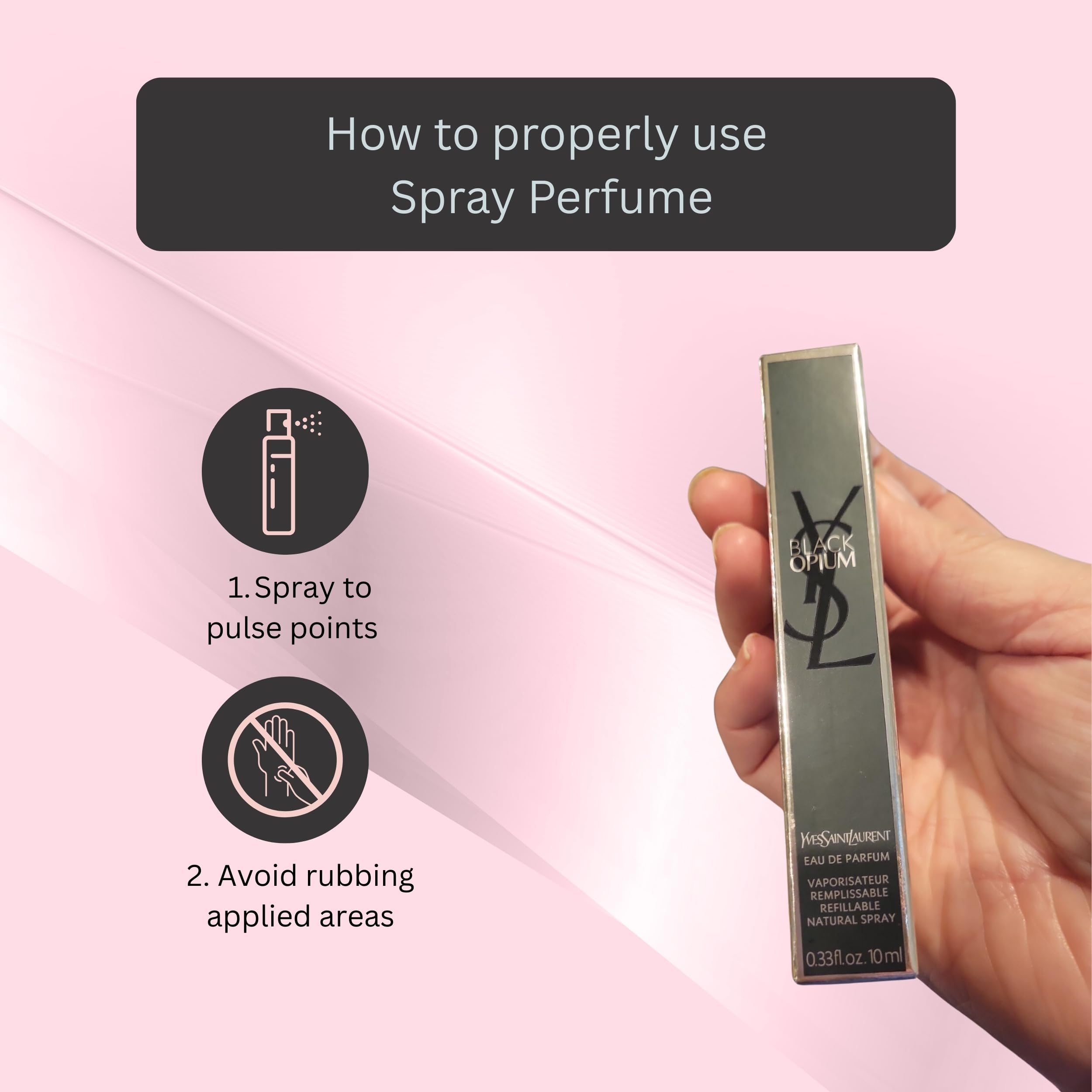 Yves Saint Laurent Black Opium, spray de viaje, formato compacto para llevar contigo.