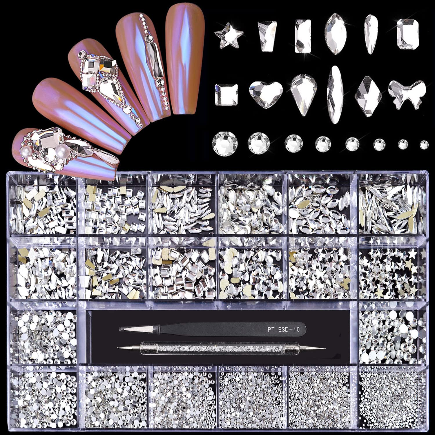 Yzzseven diamantes blancos de 600 unidades para uñas y manualidades.