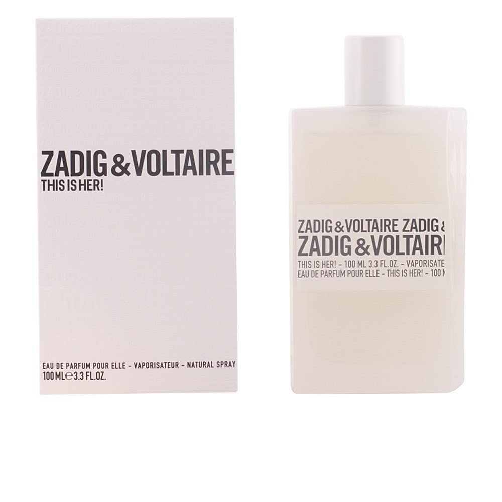 Zadig & Voltaire This is Her, botella de perfume, ideal para realzar la elegancia diaria.