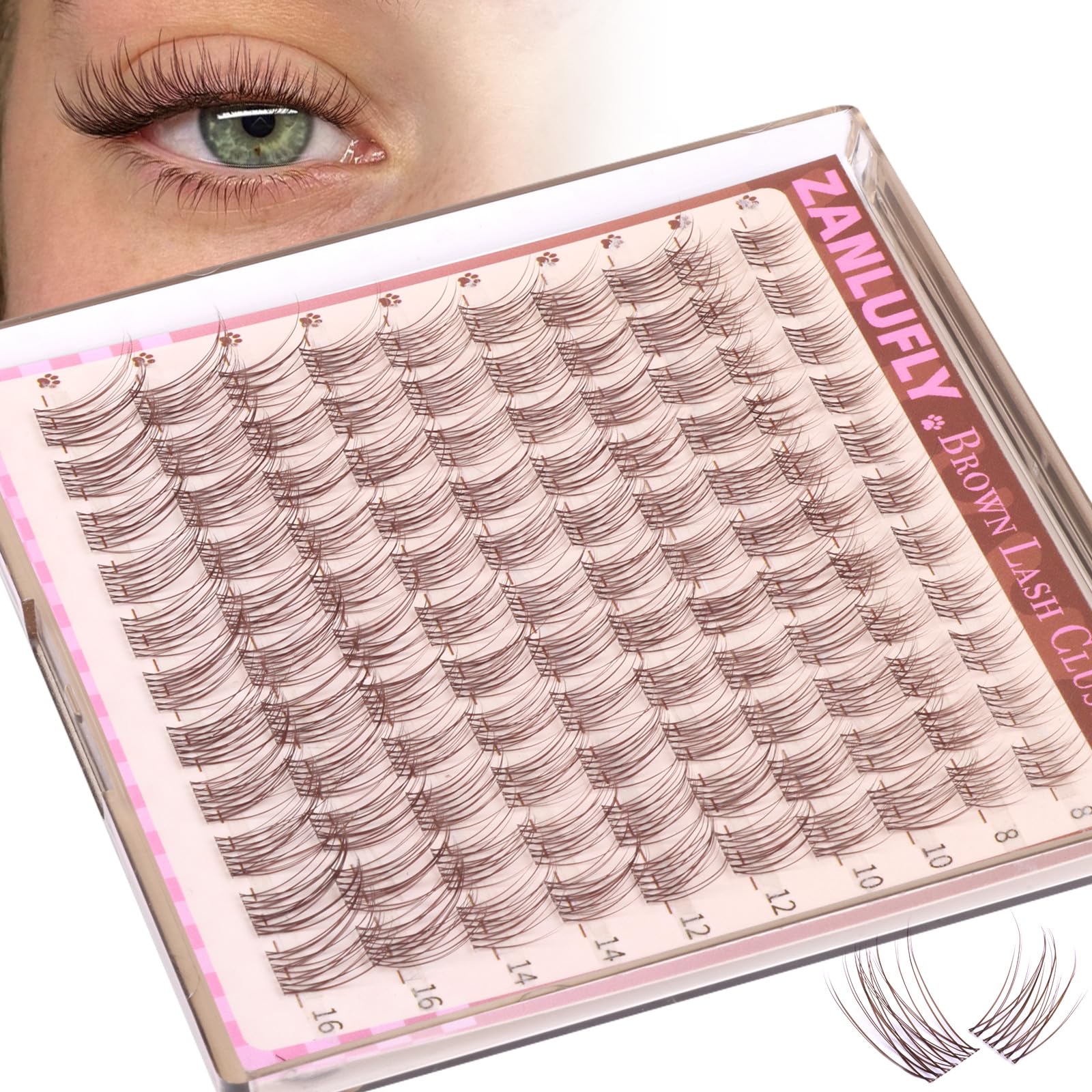 zanlufly lash clusters con banda invisible, aspecto natural y cómodo para uso diario.