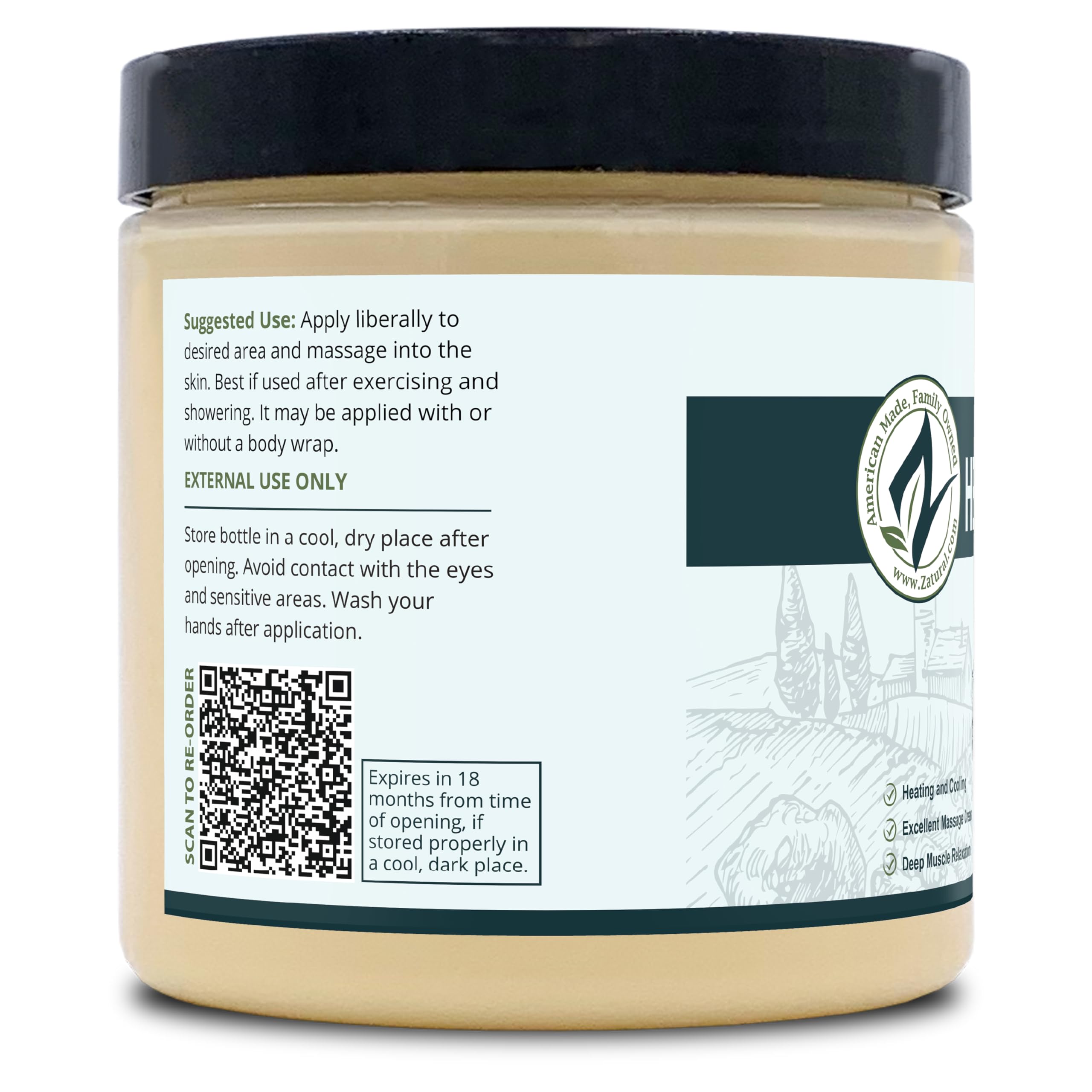 Zatural aceite de cáñamo natural añadido para suavidad y nutrición de la piel