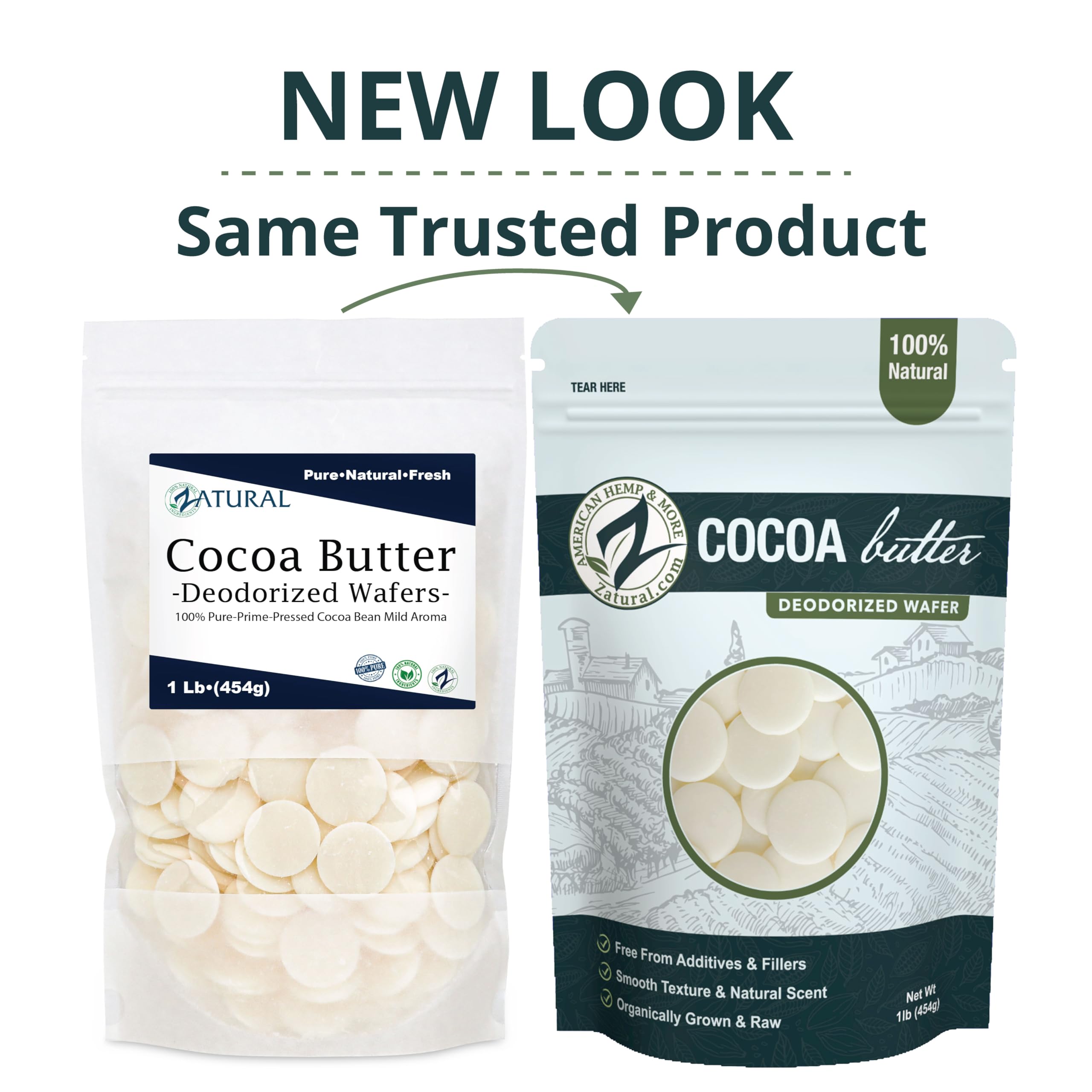 Zatural manteca de cacao: láminas con textura cremosa para usos variados.