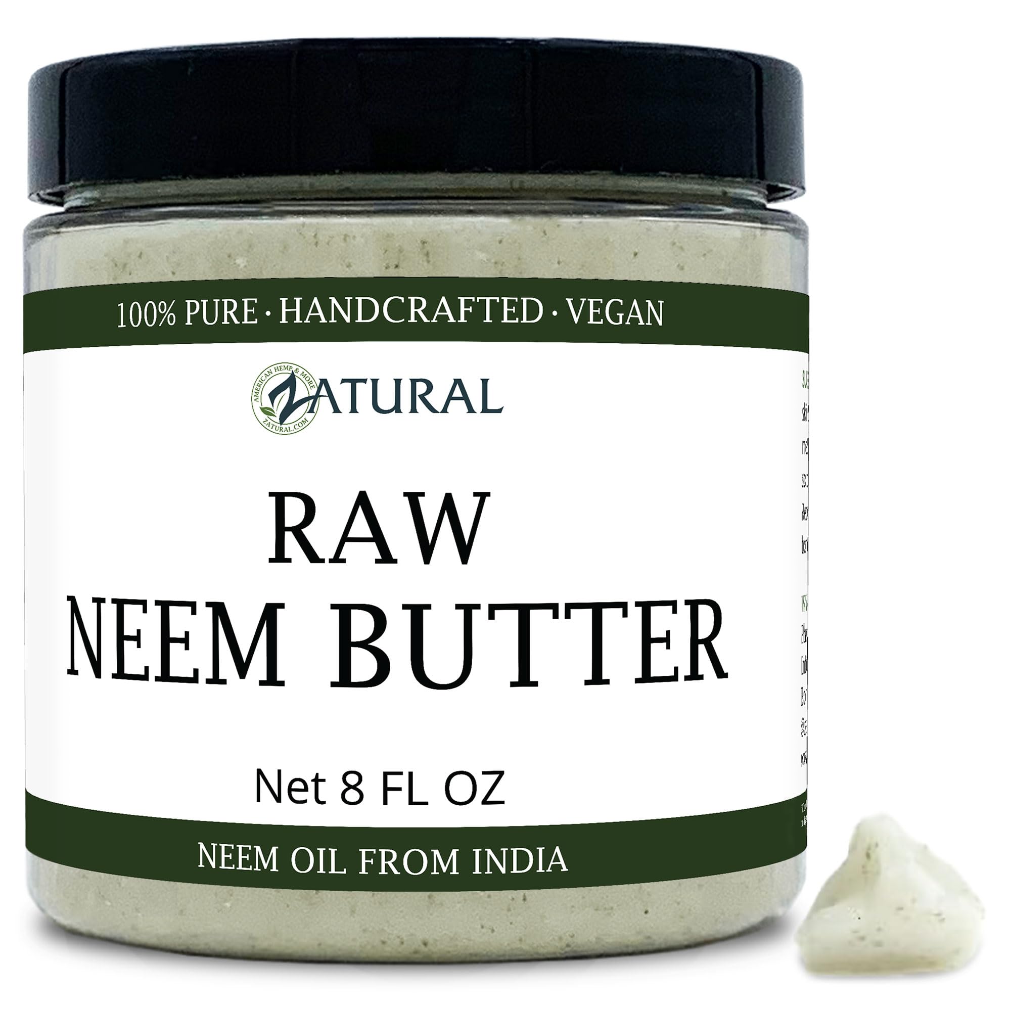 Zatural Neem Butter frasco frontal muestra crema suave para piel delicada