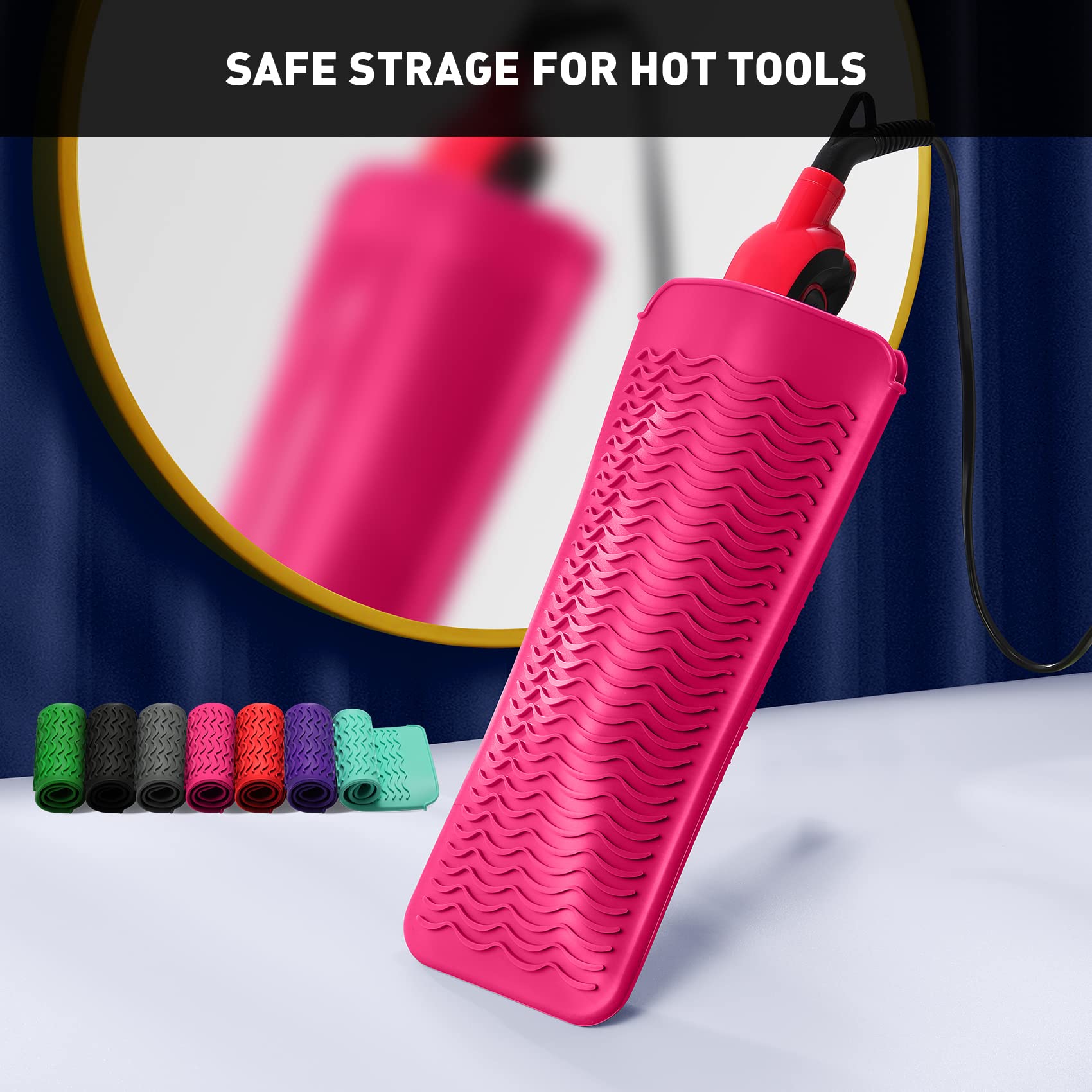 ZAXOP estuche rosa intenso para herramientas de cabello, transporte seguro.