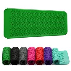 ZAXOP mat de silicona resistente al calor verde, protege encimeras durante el peinado.