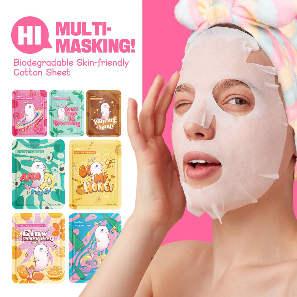 ZealSea masques visage: ingrédients naturels apaisants pour une routine douce.