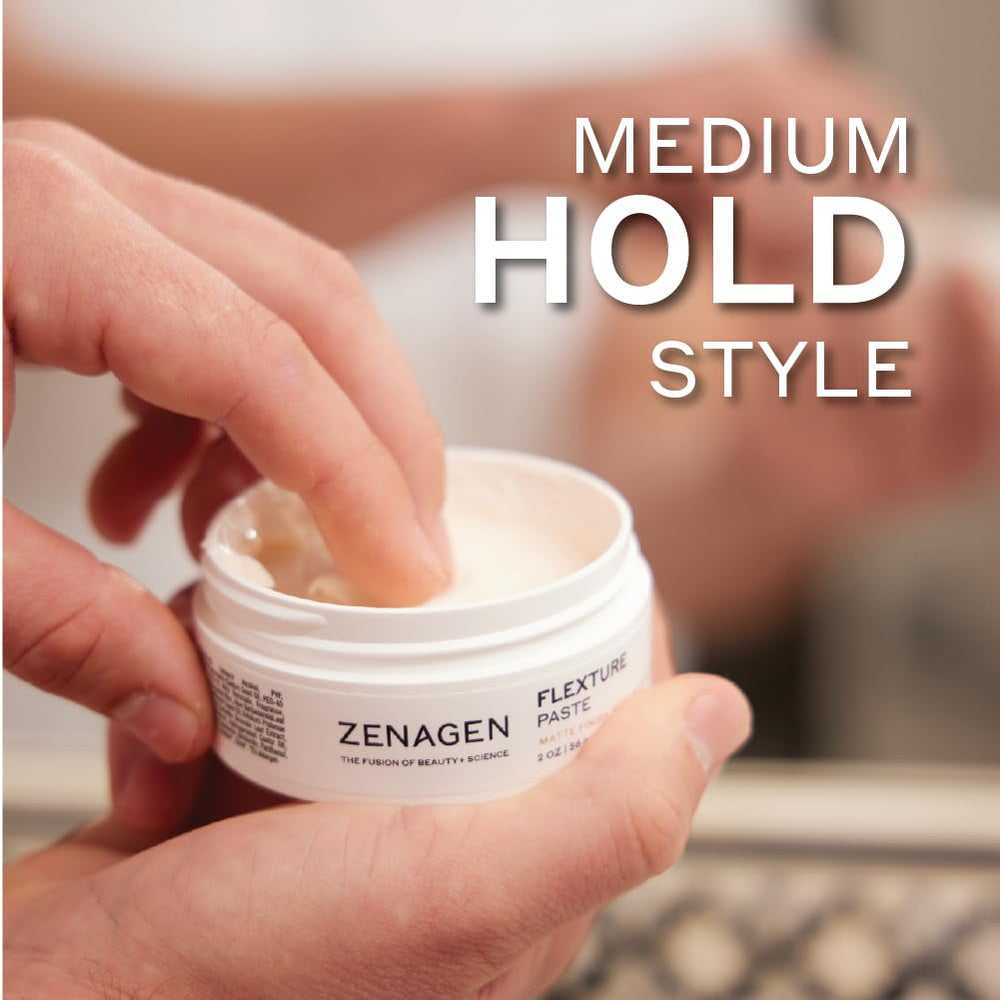 Zenagen Flexture Paste: textura microfibra define mechones sin apelmazar.