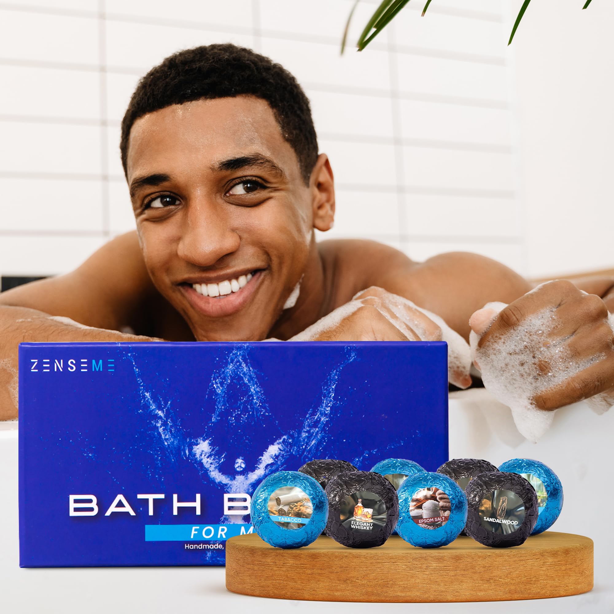 ZenseMe bomba de baño para hombre aroma vainilla, suavidad hidratante.