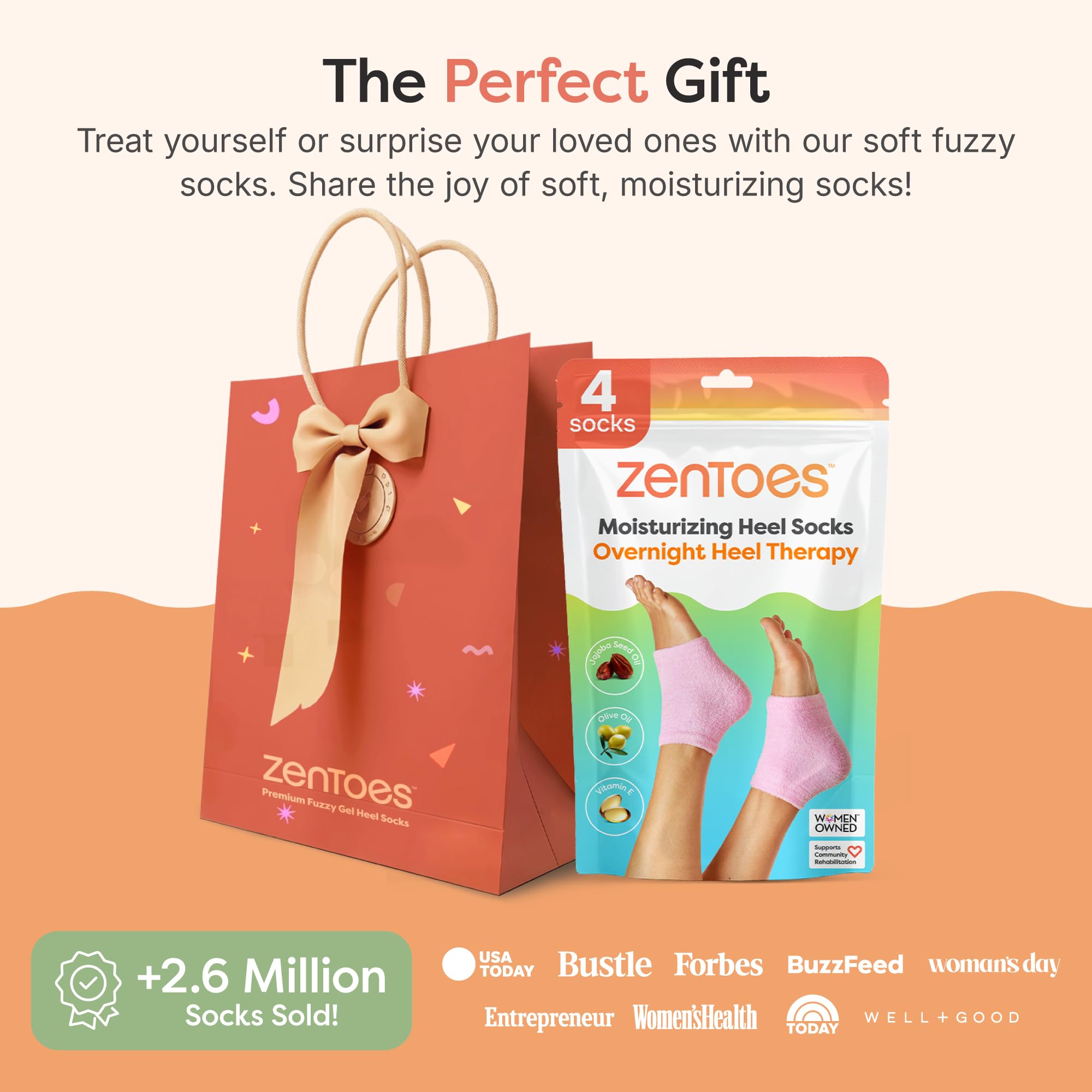 ZenToes medias hidratantes rosadas para talones suaves al despertar