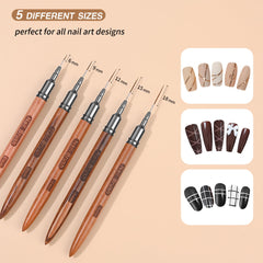 ZEOHBETY pinceles delineadores para uñas de 12 mm, contornos limpios y definidos.
