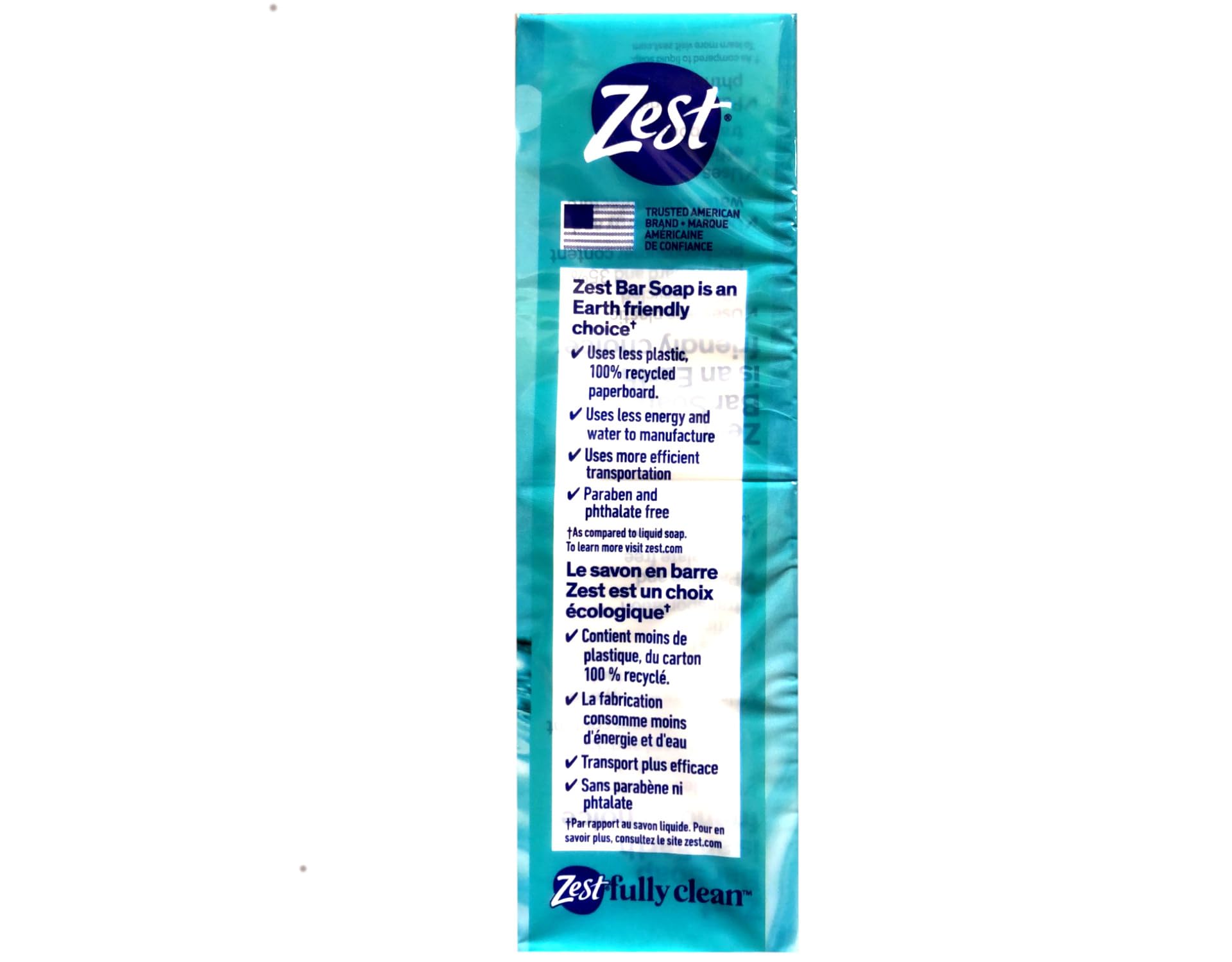 Zest Aqua empaque destaca parabenos, ftalatos y químicos agresivos ausentes