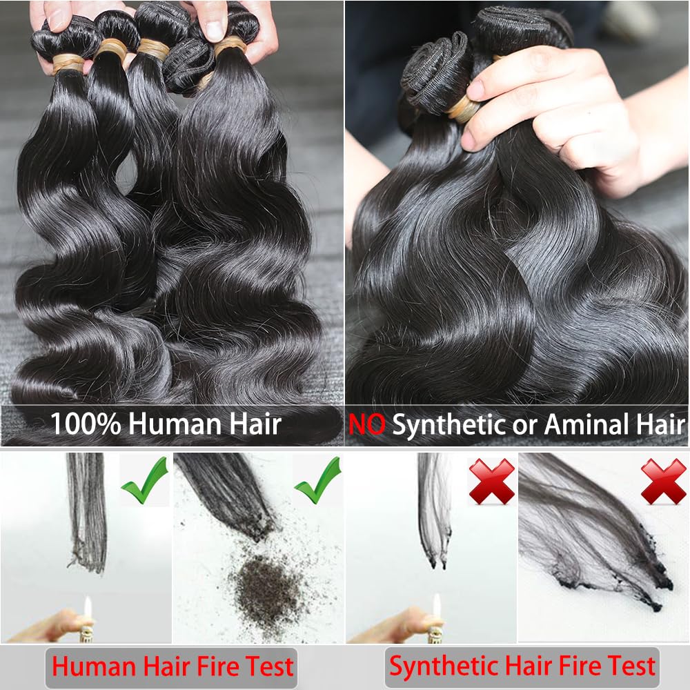ZGWG 12A cabello-onda-corporal: longitud 24-30, negro natural, aspecto completo