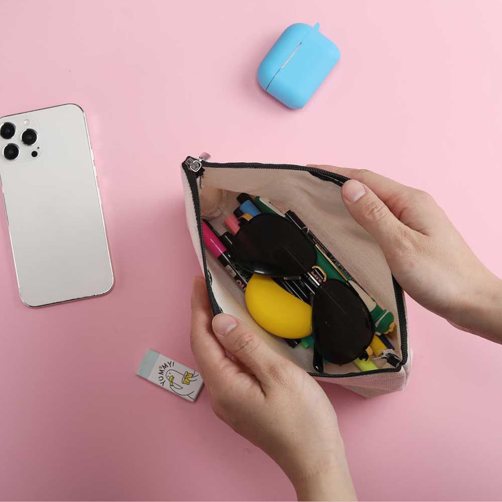 ZHAMEN estuche maquillaje con cierre metálico, práctico para viajes.