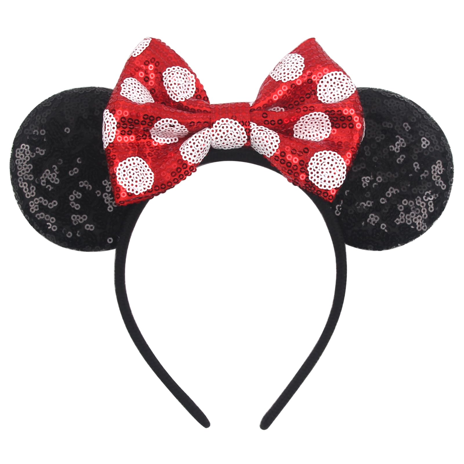 Diadema zhezesmila con orejas de ratón y lentejuelas, ideal para fiestas.