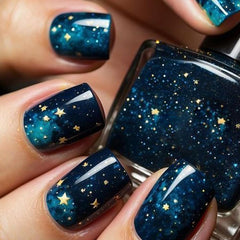 ZIFANHU uña pegable con cielo estrellado azul para look nocturno.