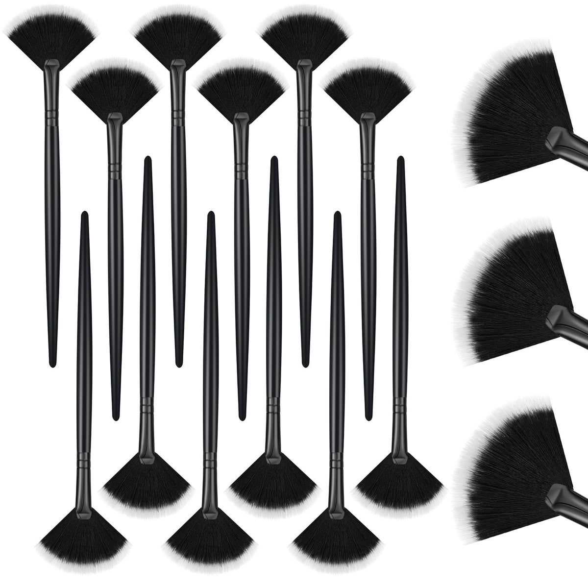 Conjunto Ziliny de 12 pinceles abanico faciales para múltiples tareas de belleza.