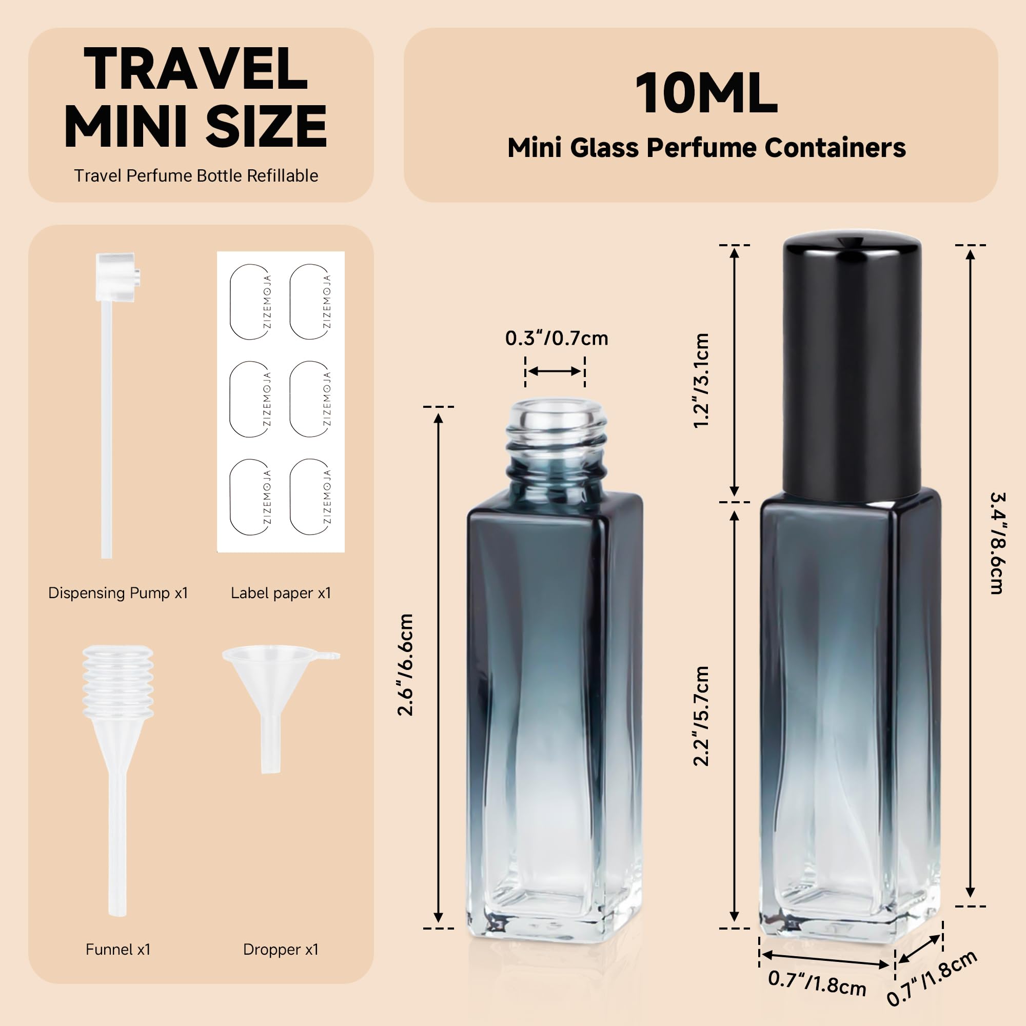 Atomizador ZIZEMOJA 10 ml, rociado fino y preciso para uso diario