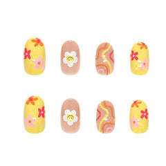 Uñas ZJHGDR diseño floral amarillo rosa, estilo veraniego duradero