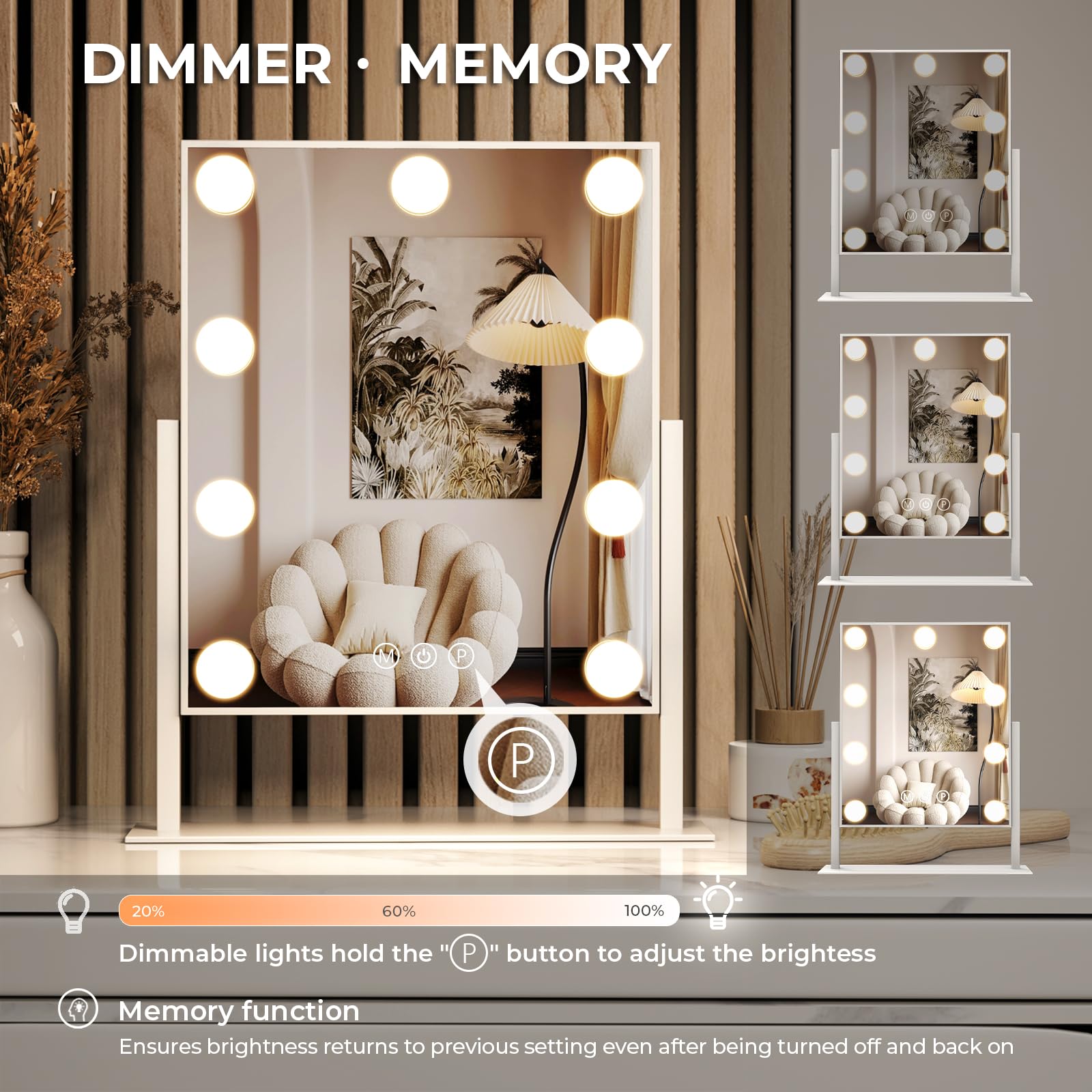 ZL ZELing Iluminación en 3 colores para distintos tonos de piel y ambientes