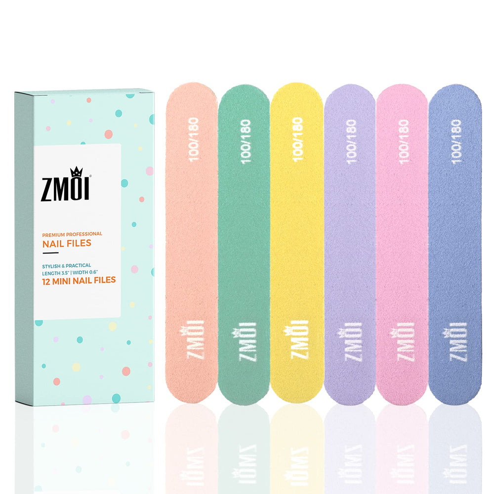Lima mini ZMOI para uñas, 12 colores pastel, ideal para retoques rápidos