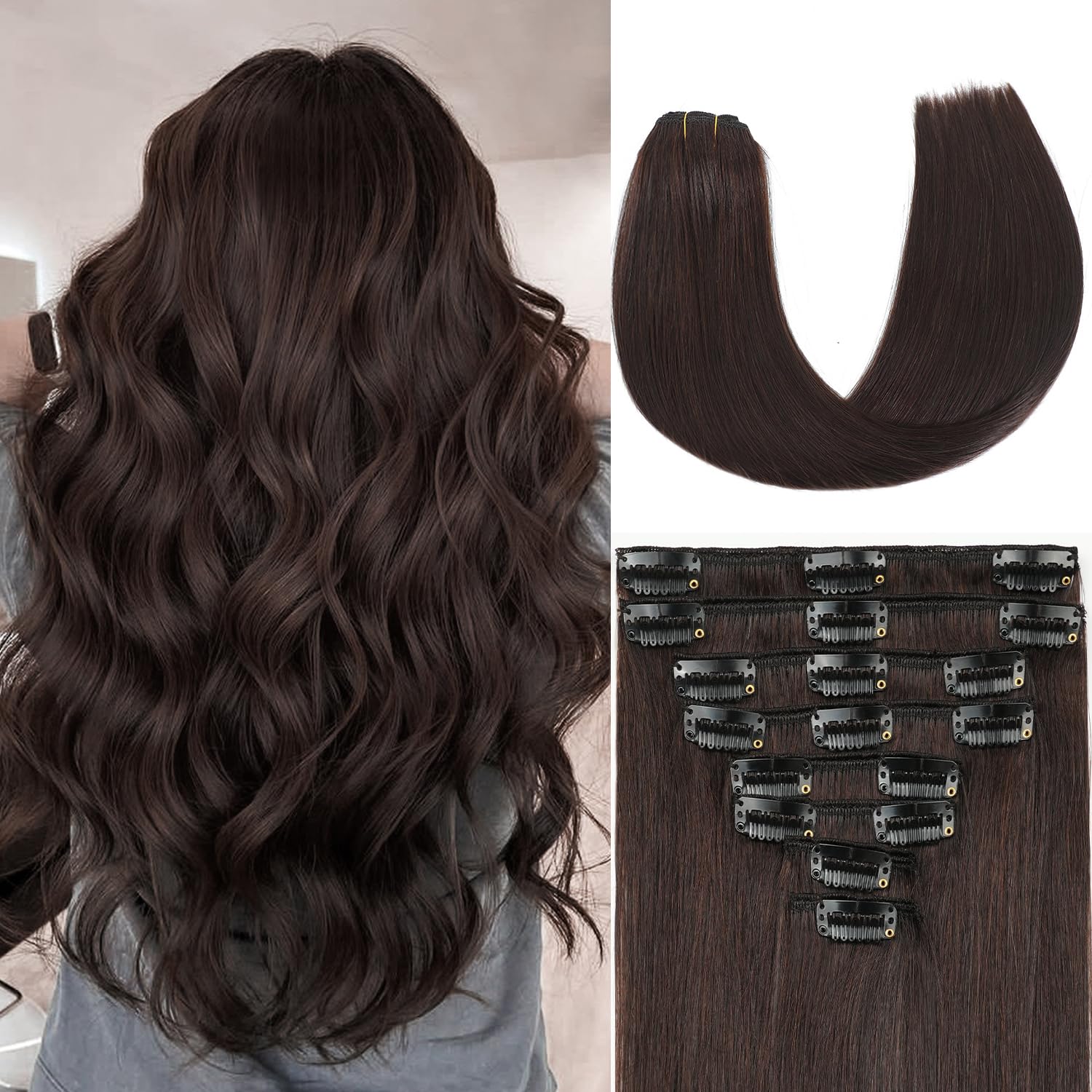 znxdjxe extensiones con broches cabello real 18 pulgadas para volumen natural