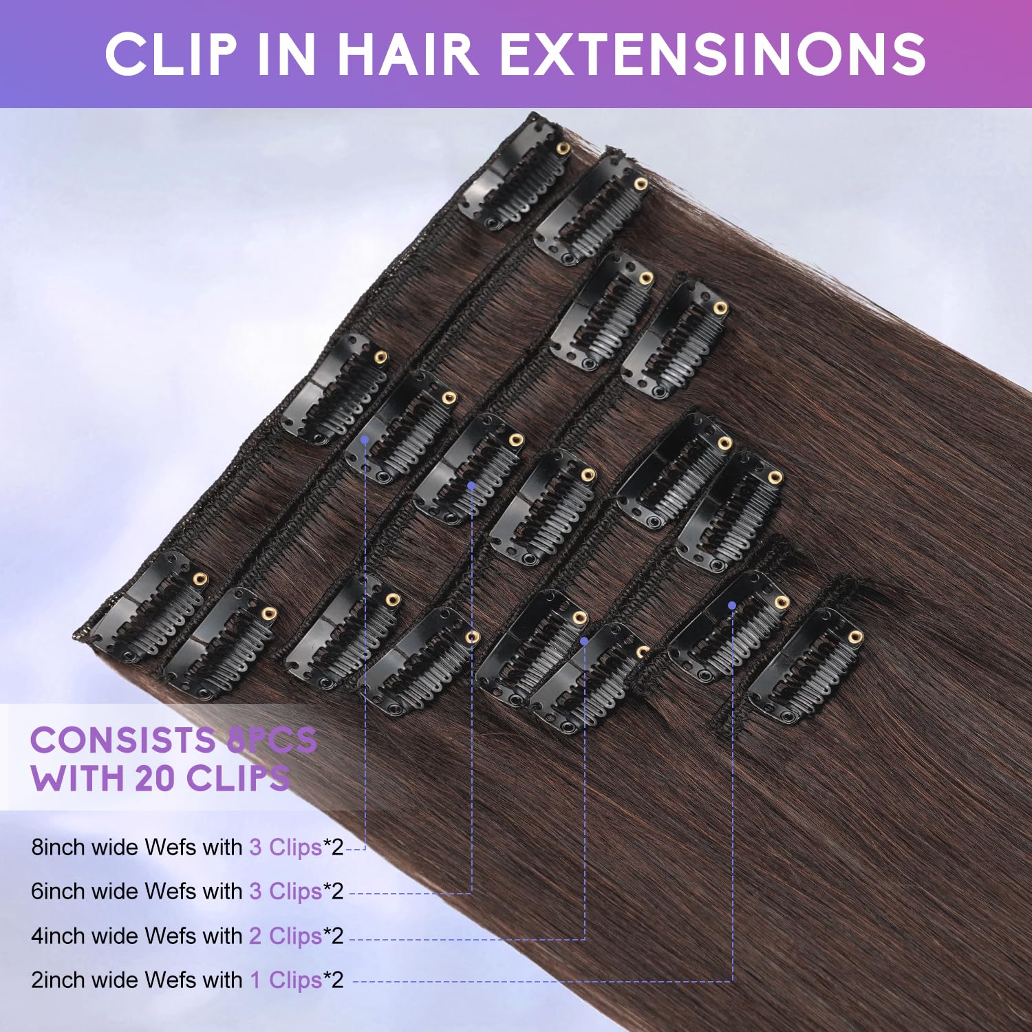 znxdjxe extensiones doble capa con broches para mayor durabilidad