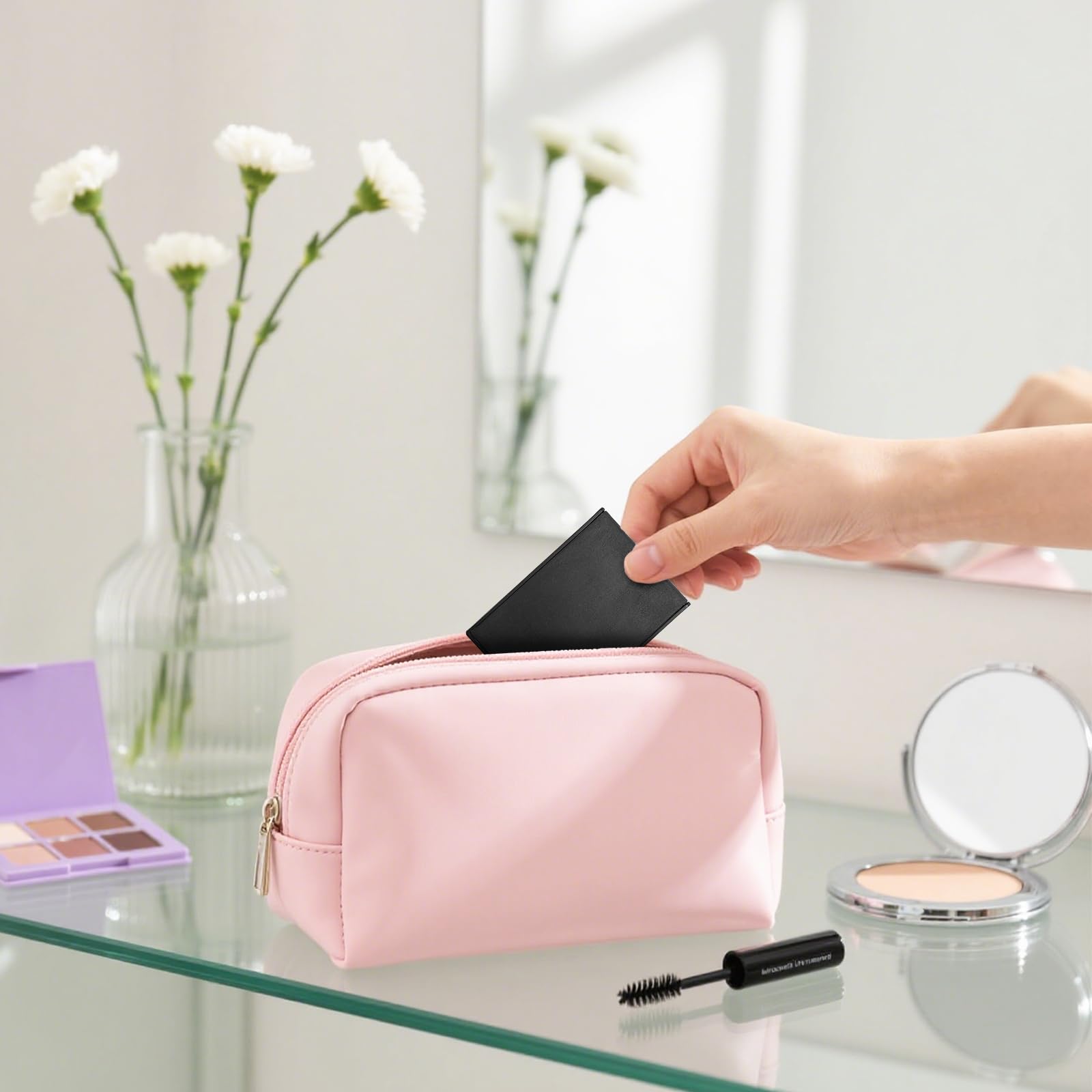 ZOOFOX espejo plegable con tapa, protección y estilo.
