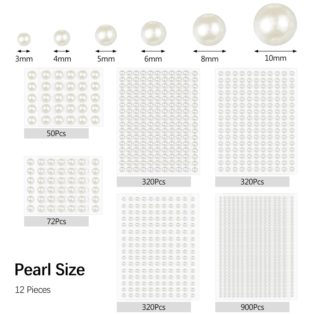 Zoolinn perlas autoadhesivas 3mm, 900 piezas, adhesivas para uñas y detalles de moda.
