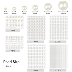 Zoolinn perlas autoadhesivas 3mm, 900 piezas, adhesivas para uñas y detalles de moda.