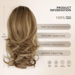 ZQIAN BEAUTY cola de cabello con pinza garra ofrece acabado natural y cómodo.