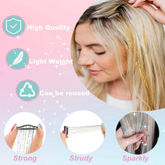 Zuolabty tinsel para cabello, instalación rápida sin herramientas para un estilismo rápido