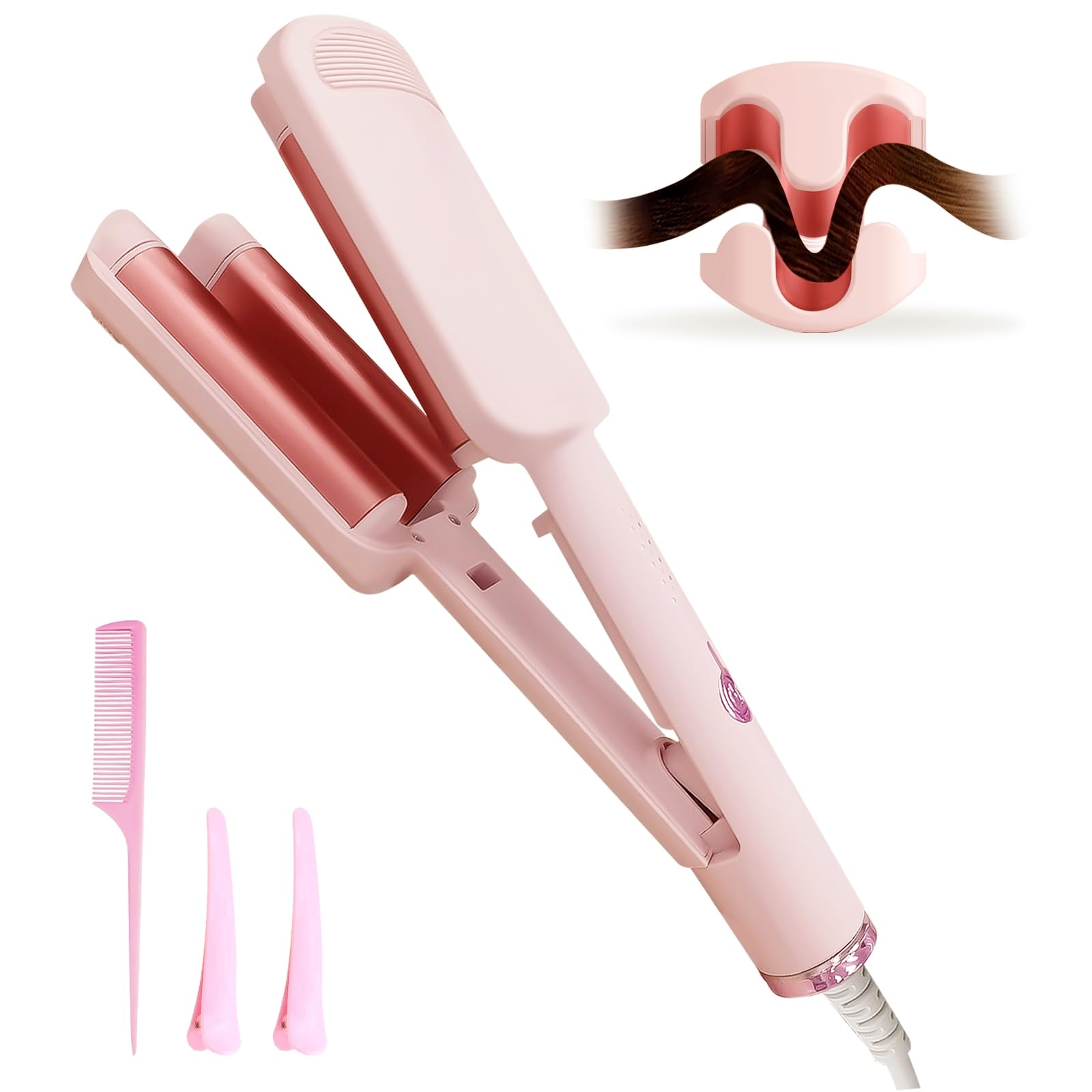 ZWIKAGEF Deep Beach Waver con barra triple cerámica para rizos con volumen