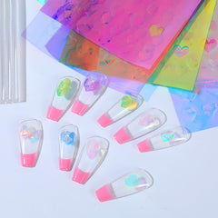 Pegatinas Zyghjort foil láser con forma oval para uñas.